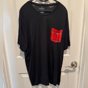 Mens Tommy John Black Pajama Tee with Red Plaid Pocket Size XL